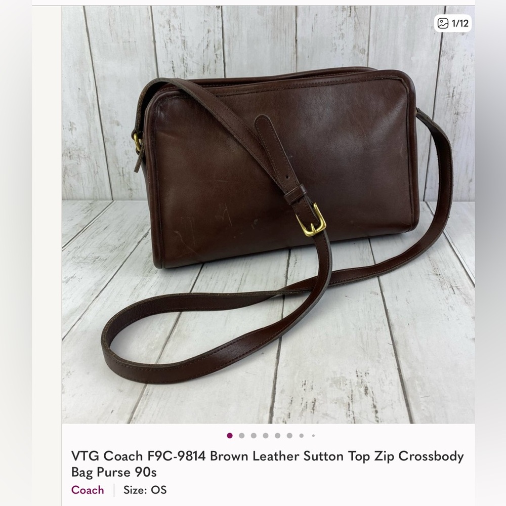 Coach Dark Brown Leather Messenger Bag